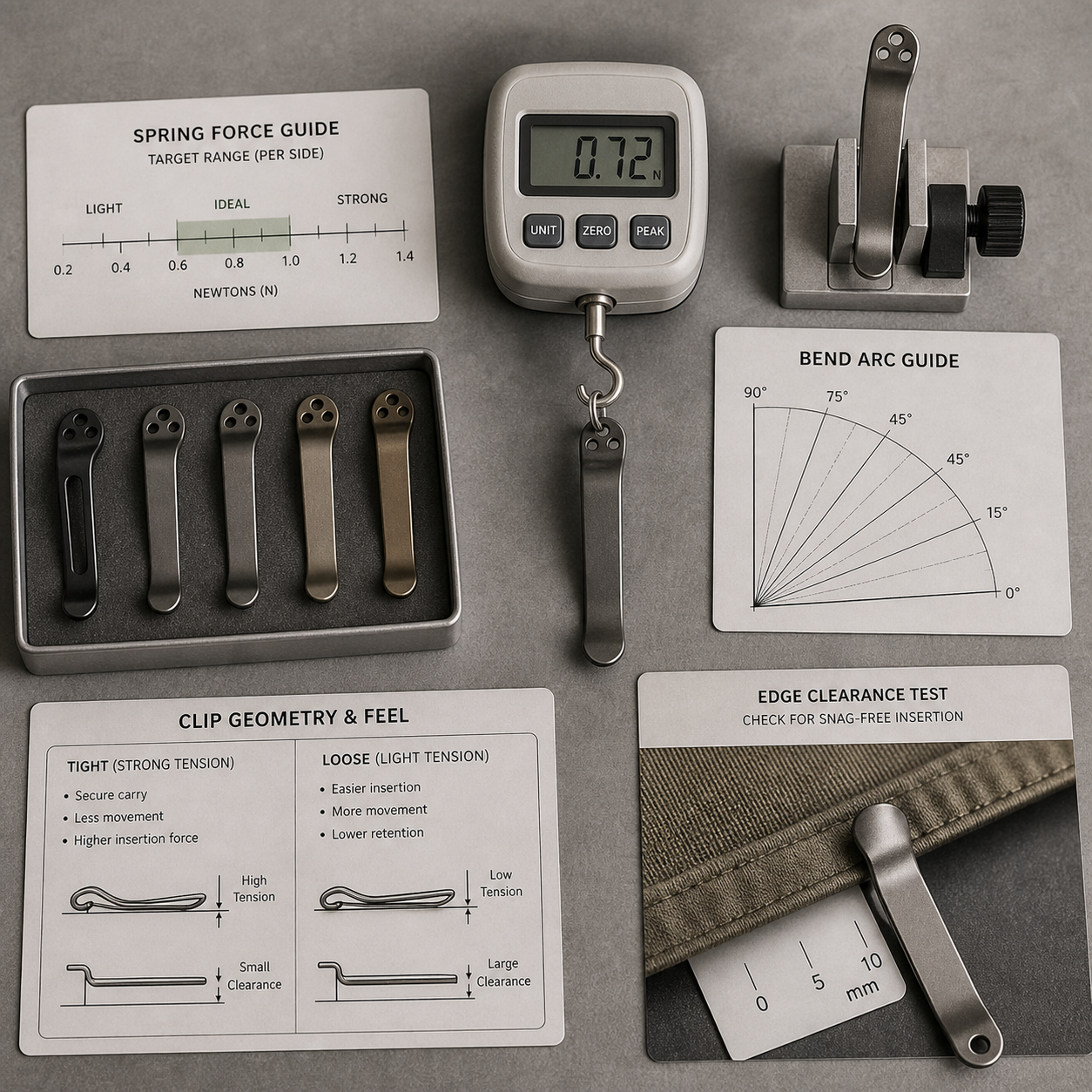 pocket clip spring force testing pocket clip spring force testing