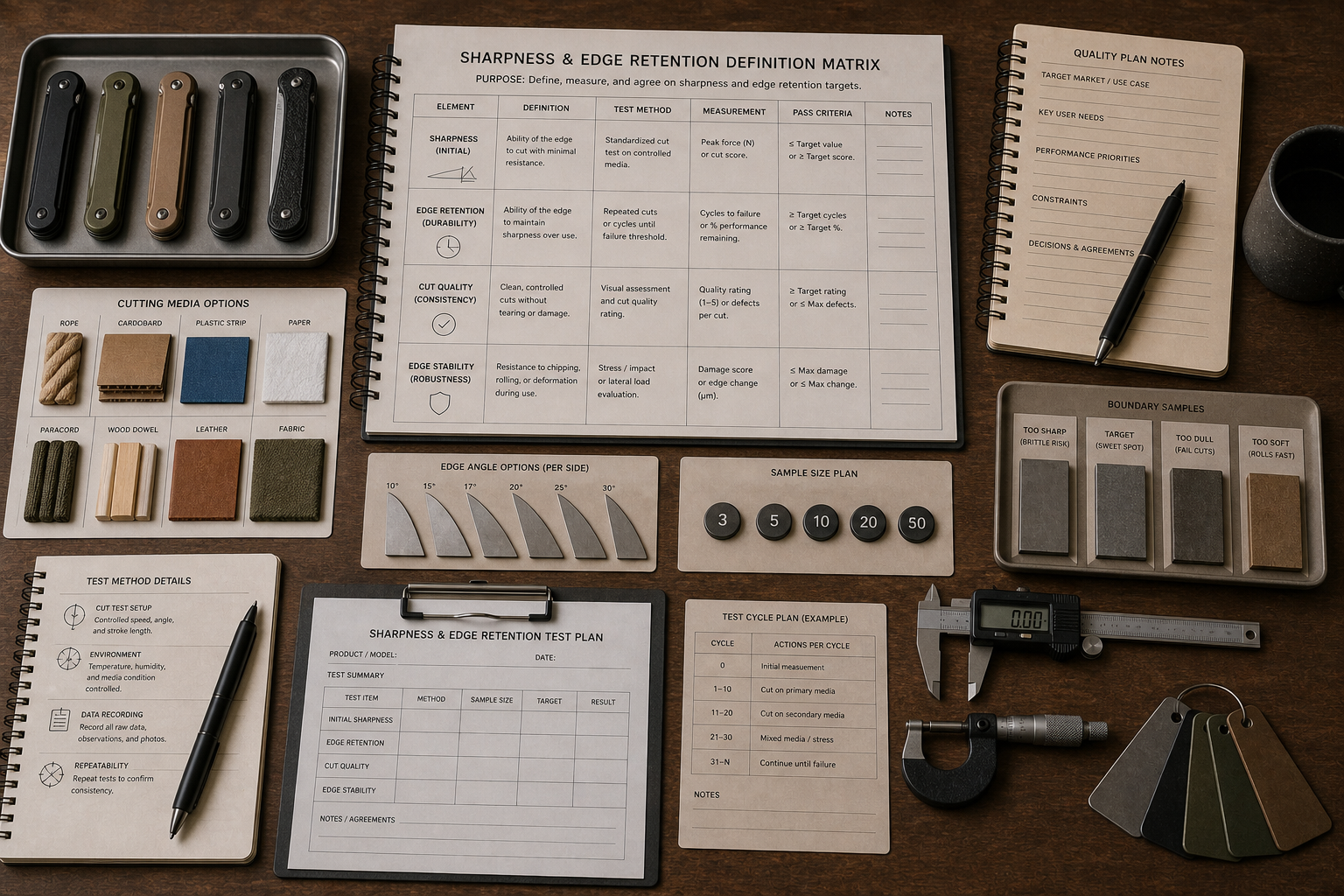pocket knife edge retention test planning pocket knife edge retention test planning