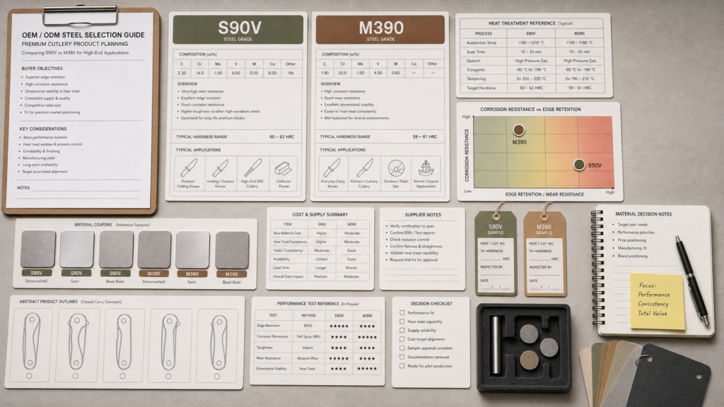 Which Knife Steel Fits Your OEM/ODM Project: S90V or M390? product planning image