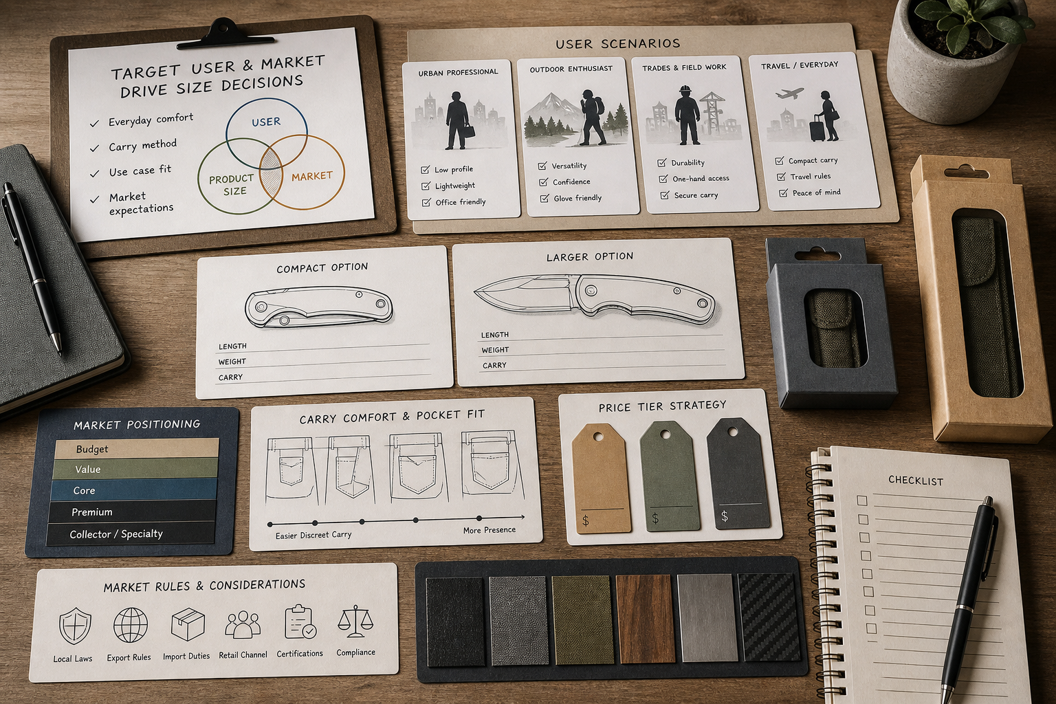 EDC knife size target user planning EDC knife size target user planning