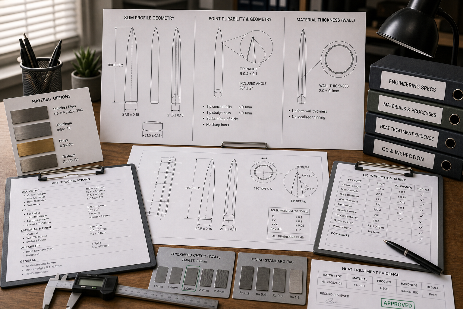 stiletto style blade profile tip strength specification