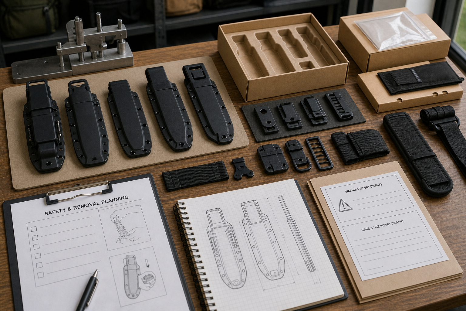 survival knife sheath retention design