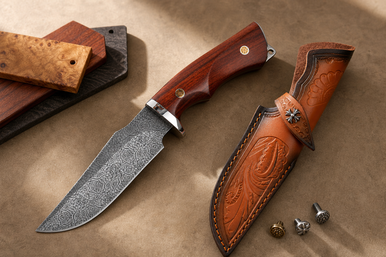 camping knife handle grip sheath features