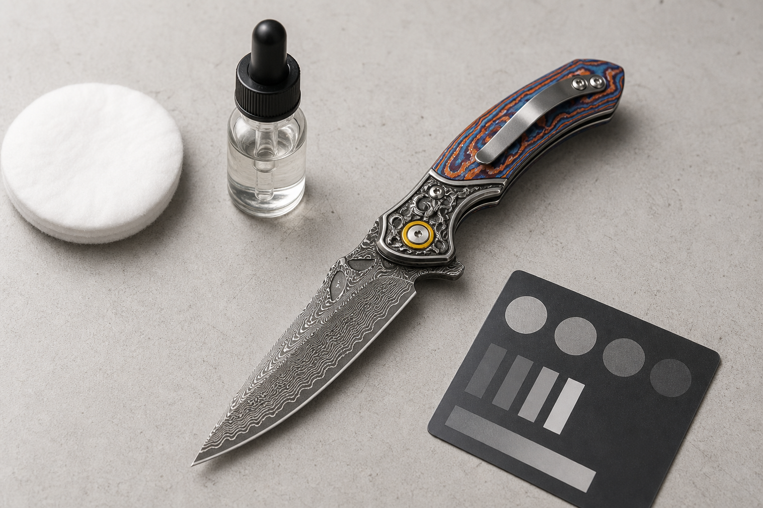 Damascus pattern etching finish control