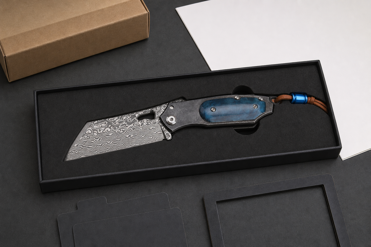 Damascus folding knife production QC