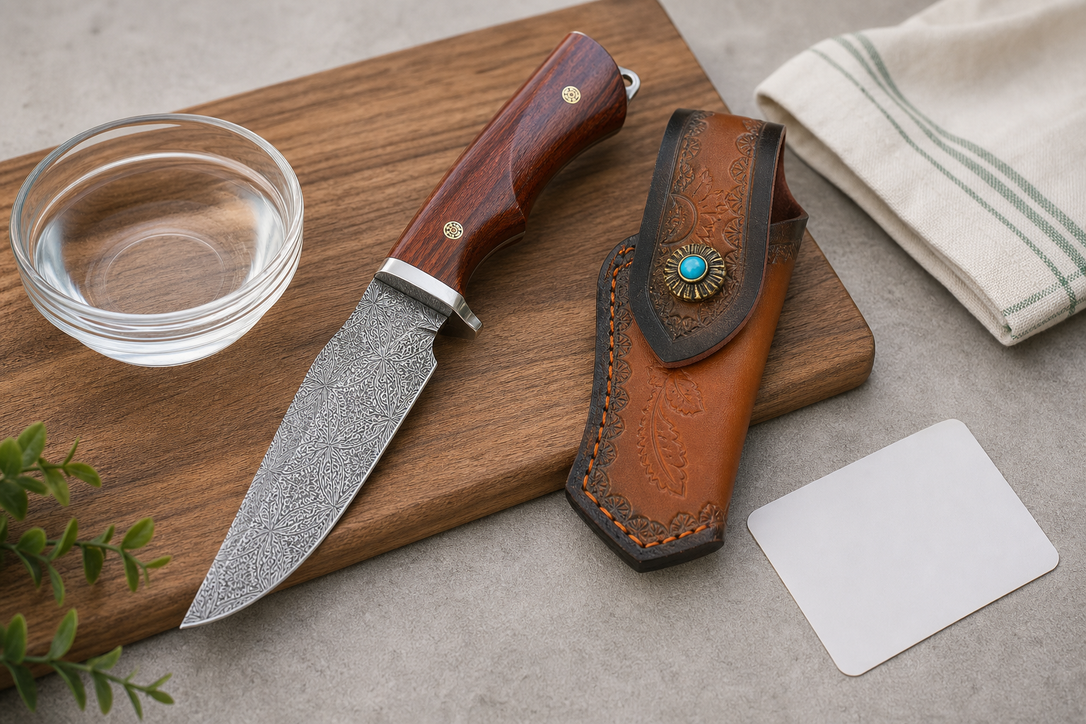 Damascus kitchen knife food contact review