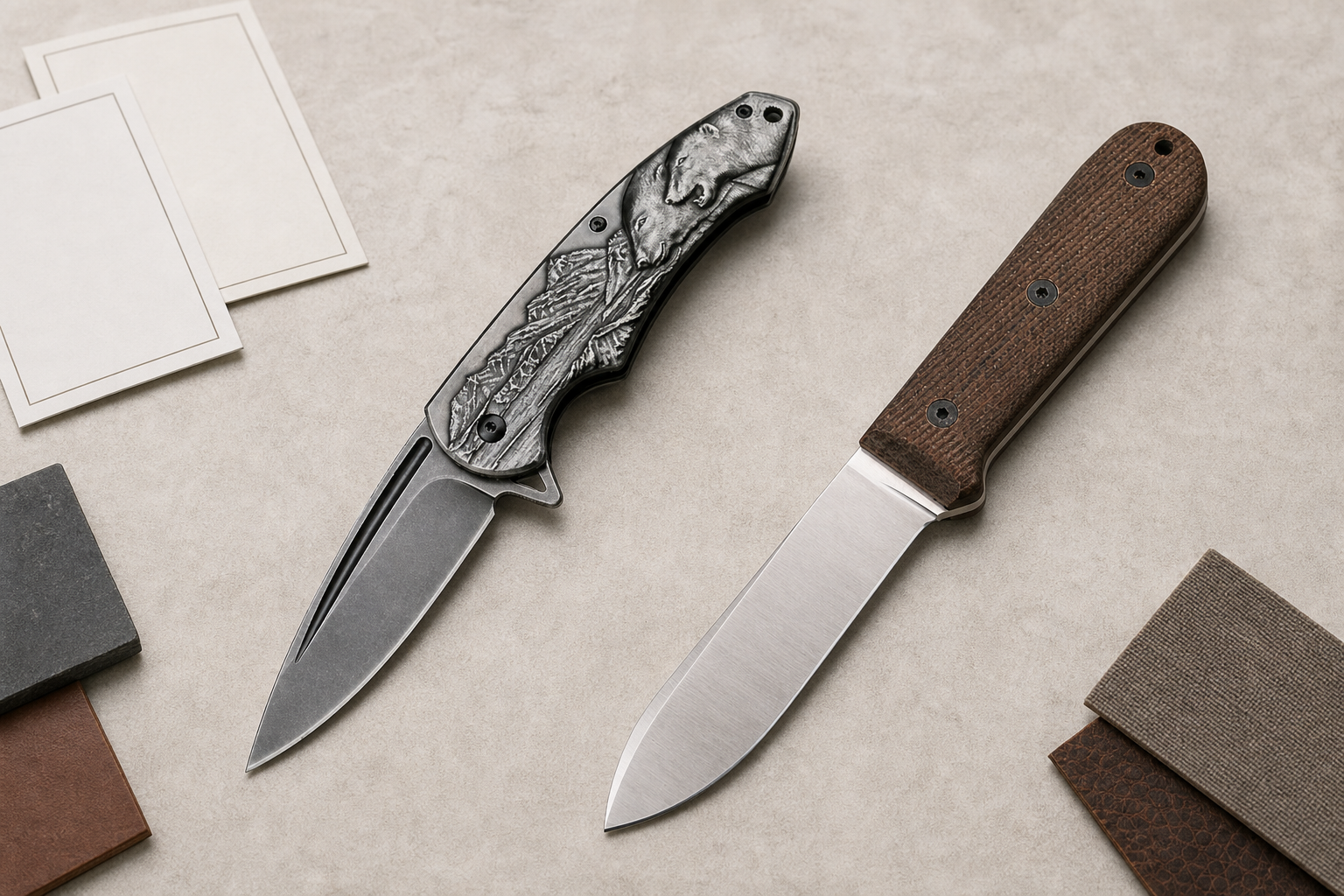 drop point and straight back blade profiles