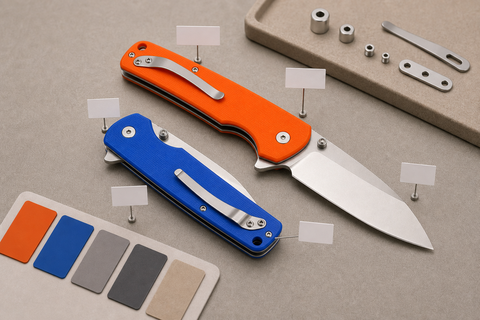 pink knife component color placement