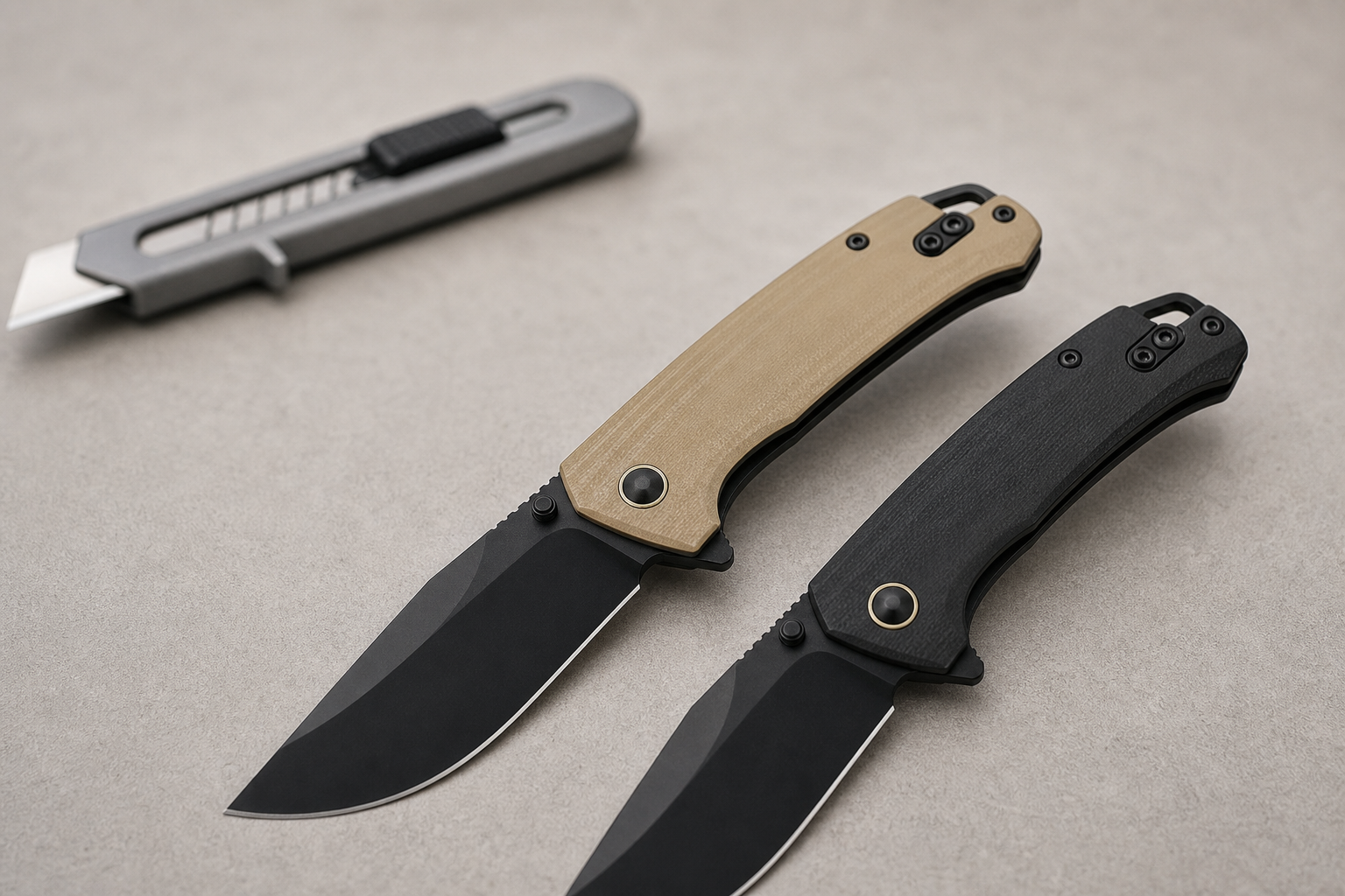 stiletto style knife compared with utility knife