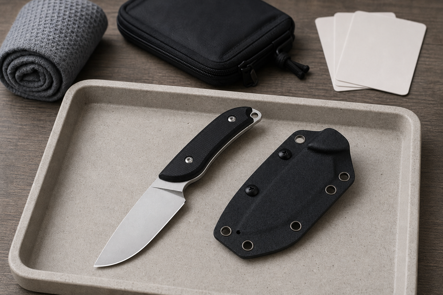 responsible survival style outdoor knife positioning
